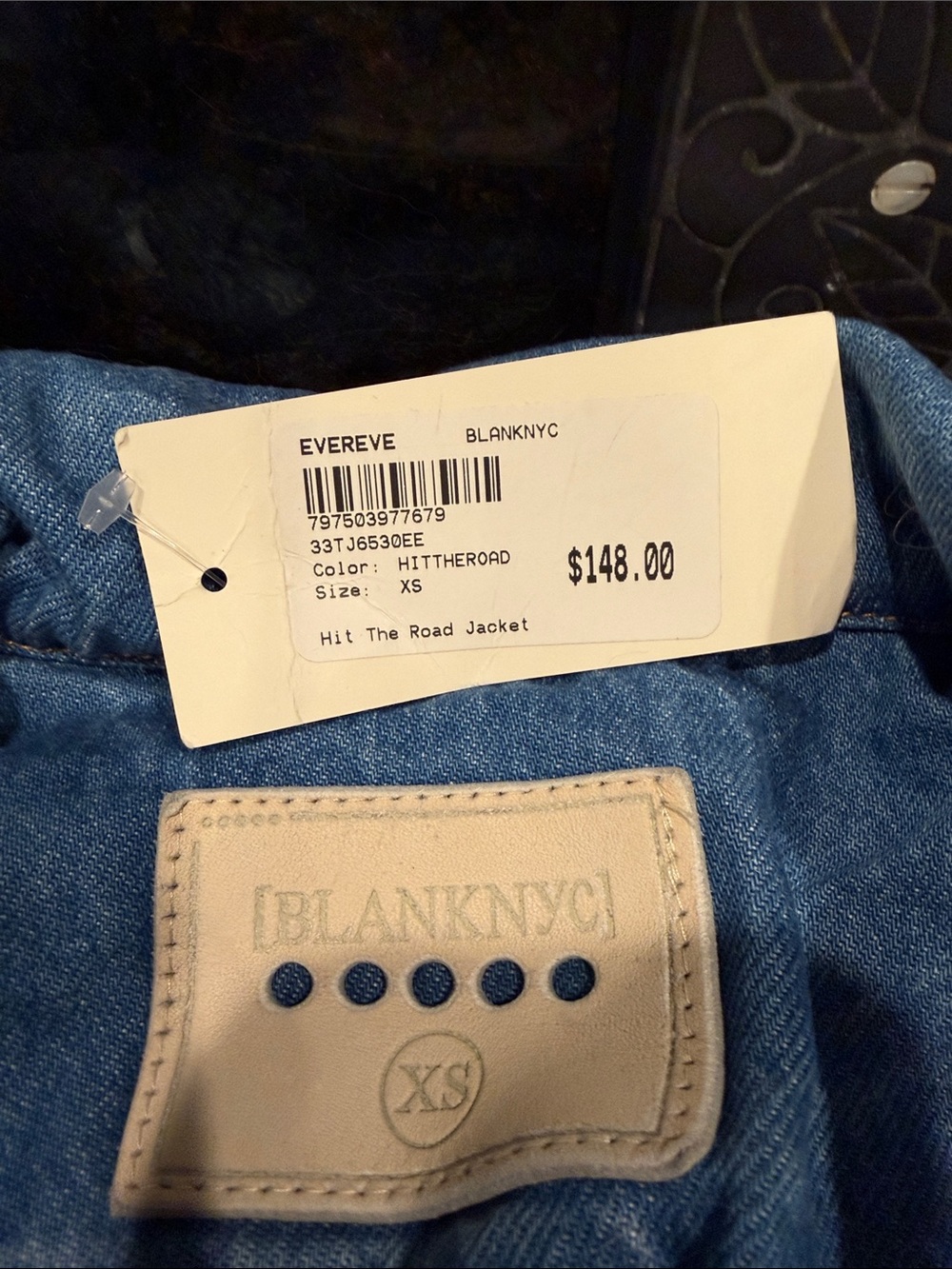 Blank NYC Cream Sherpa Jacket with Blue Denim Trim - Picture 2 of 10
